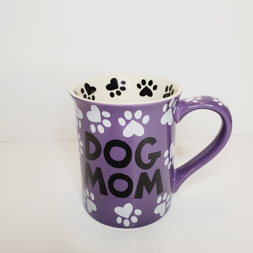 Purple Dog Mom Mug with Paw Prints And My Child Has Four Legs And Fur